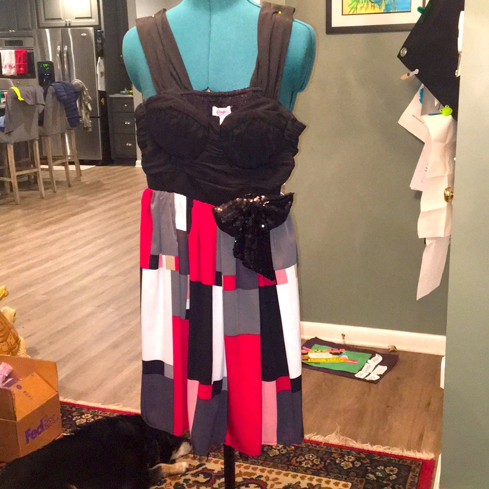 Candies color block cocktail dress